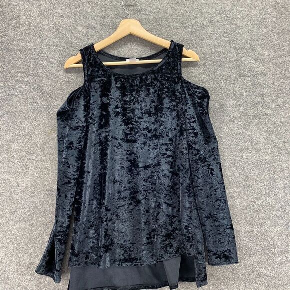 BP. Blouse Women L Large Black Sleeveless Wide Strap Round Neck Velvet Casual - Picture 3 of 9